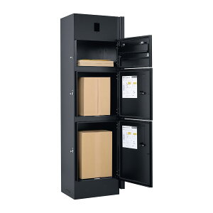 宅配便 複数受取 可能 「 宅配ボックス 付 機能門柱 ミース カラー: ブラック 埋込仕様 」 郵便ポスト 置き配ボックス 一体型 宅配ポスト メール便 ネコポス 大型ポスト ダイヤル式ポスト