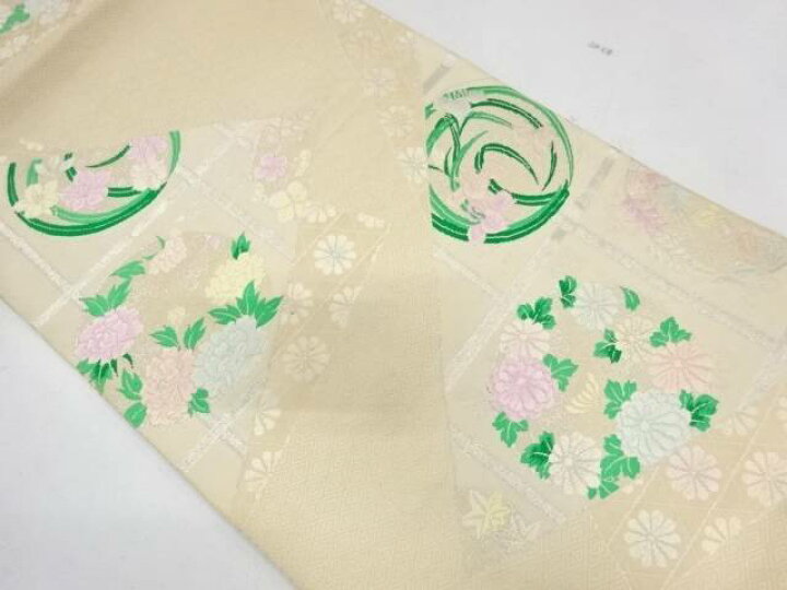 楽天市場 竹格子に花丸文様織出し袋帯 リサイクル 中古 着 宗sou お茶道具 着物 宗 Sou