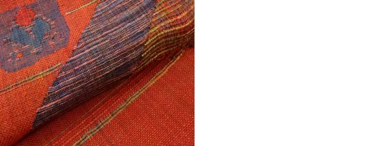 楽天市場】手織り真綿紬横段に抽象花模様織出し名古屋帯【リサイクル