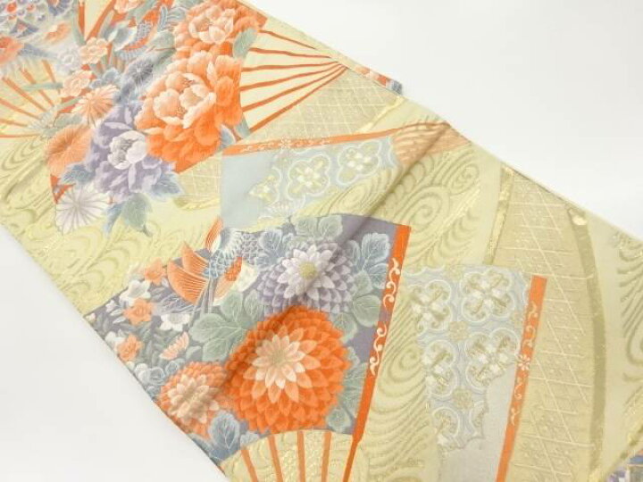 楽天市場】扇に花鳥・華紋模様織出し袋帯【リサイクル】【中古】【着  