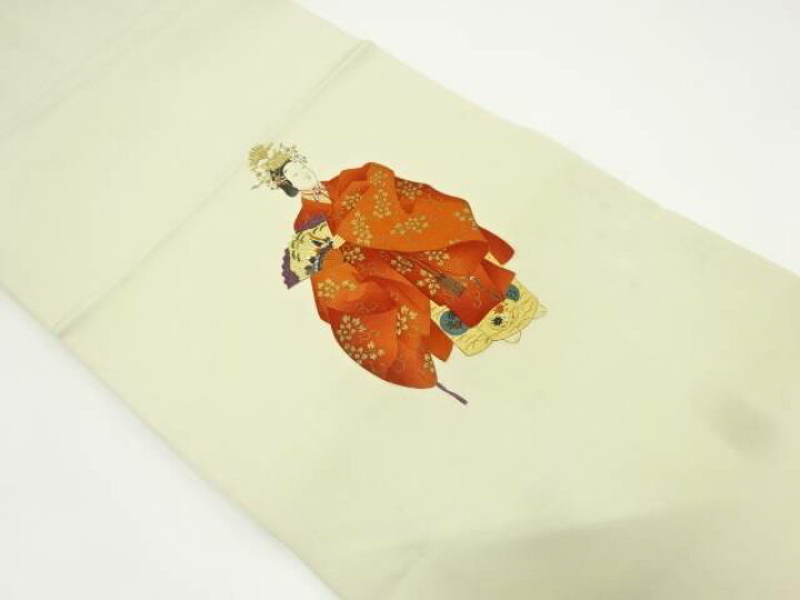 楽天市場】塩瀬手描き能役者模様名古屋帯【アンティーク】【中古】【着  