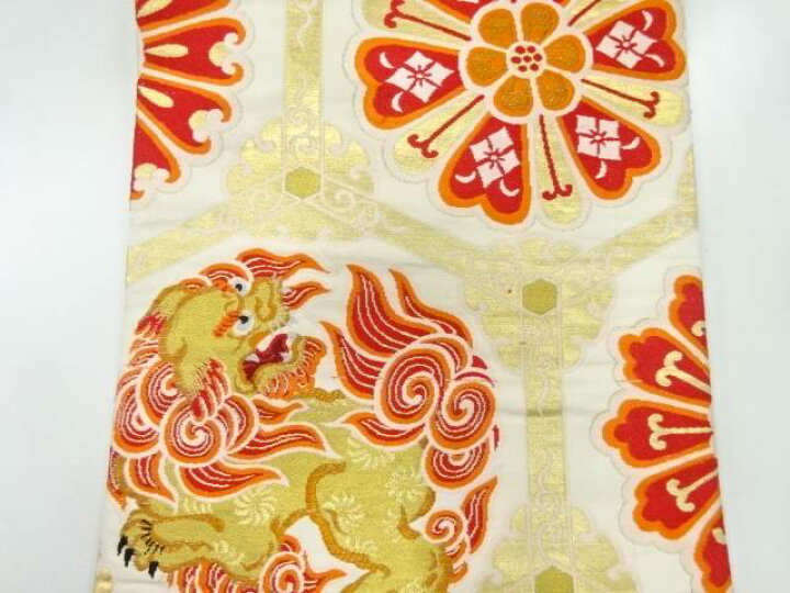 楽天市場】亀甲に唐獅子・花模様織出し名古屋帯【アンティーク】【中古  