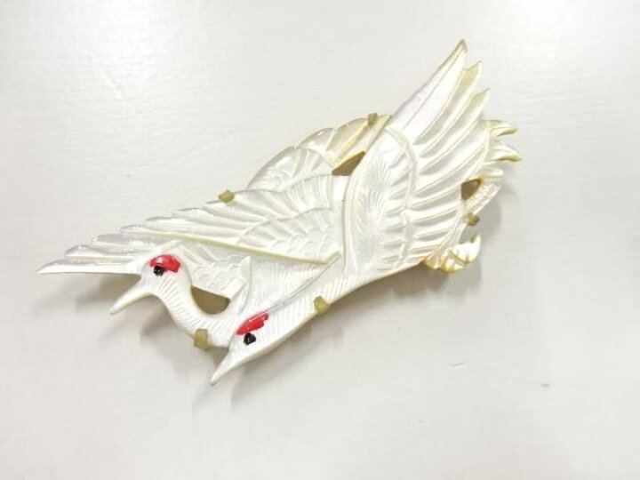 楽天市場】白蝶貝 鶴 帯留め【アンティーク】【中古】【着】 宗sou 