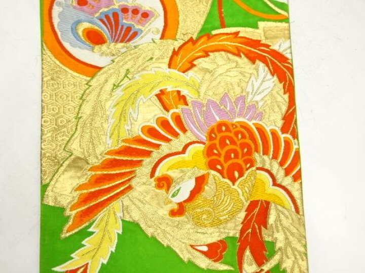 楽天市場】鳳凰に几帳・花・蝶模様織り出し袋帯（材料）【アンティーク 