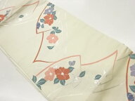 帯に椿模様織出し名古屋帯【中古】【着】 宗sou