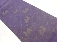 蜀江に花葉・有栖川模様織出し全通リバーシブル袋帯【中古】【着】 宗sou