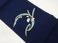 塩瀬金駒刺繍草花模様名古屋帯【中古】【着】 宗sou