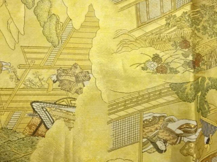 楽天市場】本金二重箔源氏物語絵図模様織出し袋帯【中古】【着】 宗sou 