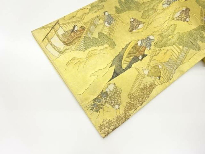 楽天市場】本金二重箔源氏物語絵図模様織出し袋帯【中古】【着】 宗sou