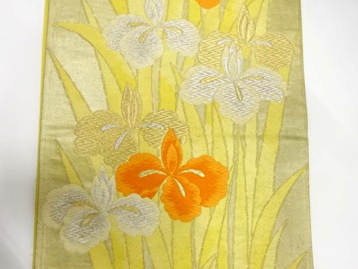宗 sou 菖蒲模様 宗sou 色紙に鶴・菖蒲・万寿菊模様織出し袋帯