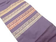 横段に花唐草模様織出し名古屋帯【中古】【着】 宗sou