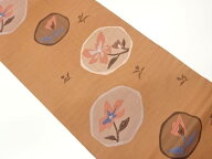 丸に草花模様織出し袋帯【中古】【着】【袋帯】 宗sou