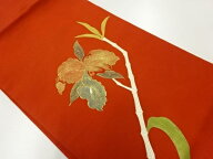 塩瀬蘭模様刺繍名古屋帯【リサイクル】【中古】【着】【名古屋帯】 宗sou