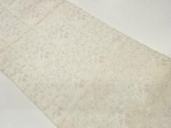 格子に花葉模様織出し名古屋帯【中古】【着】【名古屋帯】 宗sou