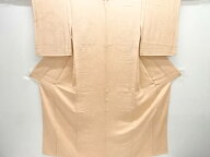 波に花模様織り出し一つ紋単衣色無地着物【中古】【着】【色無地】 宗sou