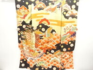 錦紗宝船模様刺繍五つ紋花嫁衣装振袖【大正ロマン】【中古】【着】【振袖】 宗sou