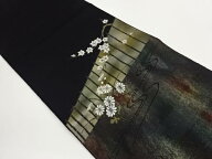 本場筑前博多流水に菊・紅葉模様織出し名古屋帯【中古】【着】【名古屋帯】 宗sou