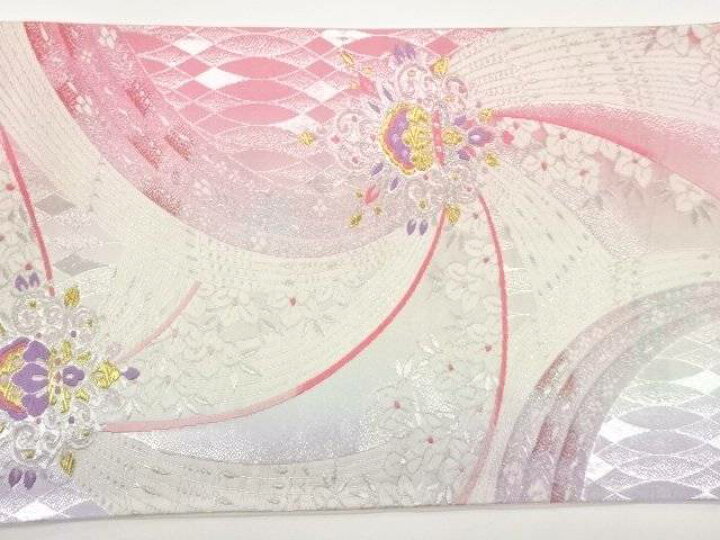 楽天市場】曲線に変わり華文・花々模様織り出し袋帯【中古】【着 