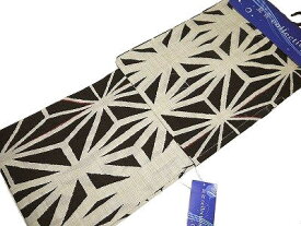 女性用浴衣 プレタゆかた フリーサイズ 黒とベージュに麻の葉模様 フリーサイズ 古典柄 花火大会 夏祭り「夏音」