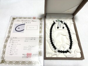 イヤリング・ネックレスセット ジェット漆黒 10mm珠 ネックレス 8mm珠イヤリング 宝石鑑定書つき 冠婚葬祭 プレゼント 破格値