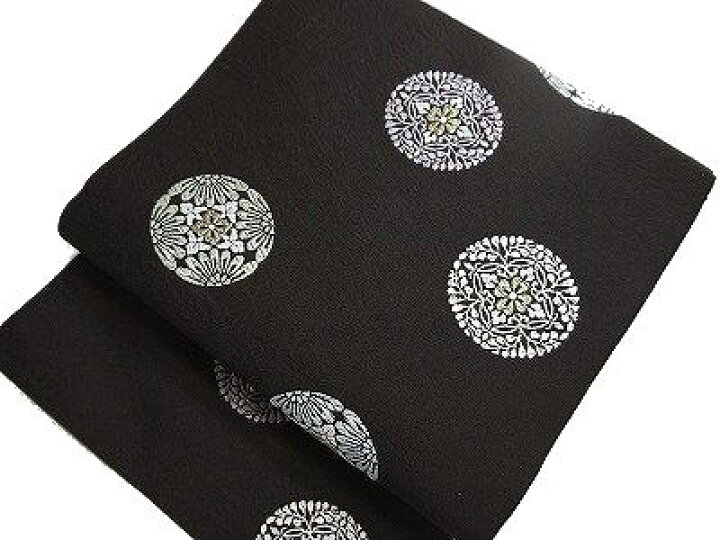 楽天市場】正絹九寸名古屋帯 西陣織 仕立て上がり黒地 唐織調 丸華紋  