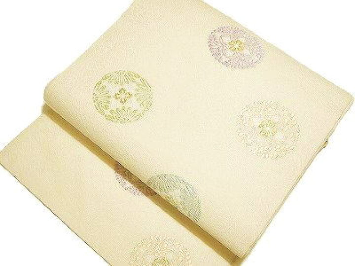 楽天市場】正絹九寸名古屋帯 西陣織 仕立て上がり淡いクリーム系 唐織  