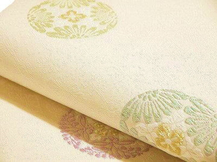 楽天市場】正絹九寸名古屋帯 西陣織 仕立て上がり淡いクリーム系 唐織  