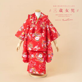 【Black Friday限定☆最大3000円クーポン配布中☆】【レンタル】 七五三 女の子 3歳 フルセット 着物セット レンタル 被布セット 赤 手鞠 桜尽くし 着物レンタル 三歳 子供着物 女児 可愛い お祝い着 人気 創美苑 往復送料無料