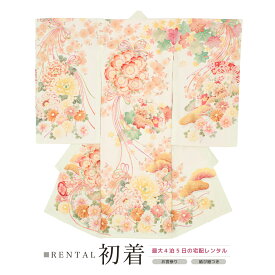 【6/4~11最大半額★全品クーポン1000円OFF】【レンタル】産着 女の子 初着 ホワイト系 白 桜の薬玉 祝着 お宮参り お祝い 赤ちゃん 送料無料