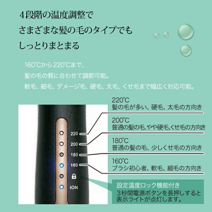 楽天市場 ヘアアイロン ブラシ ヘアアイロン ストレート マイナスイオン ヘアブラシ アイロン ブラシ 4段階温度調整 160 2 軟毛 細毛 硬毛 太毛 くせ毛 艶髪 美髪 火傷 静電気防止 プロ仕様 軽量 ミニ ラッキースペース楽天市場店
