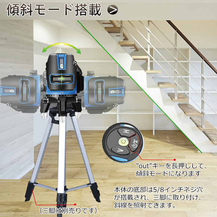 楽天市場】グリーンレーザー墨出し器 バッテリー2個付き 水平器 水準器 