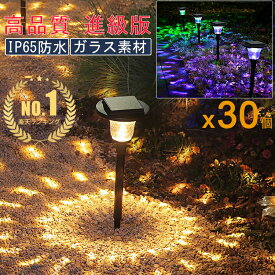 楽天1位!!【進級版/30個セット】ソーラーライト 屋外 明るい 防水 ガーデンライト ソーラー 屋外 高品質 IP65 埋め込み 庭 玄関 電球色 LED 明るい 電池 バッテリ おしゃれ クリスマス 飾り イルミネーション