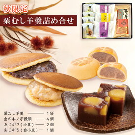 栗 スイーツ 栗ようかん 栗羊羹 栗蒸し羊羹 詰合せ（栗蒸し羊羹×1袋(1棹入)・金の本ノ饅頭×4個、どら焼き×2種）栗饅頭 ギフト 栗 和菓子 和菓子