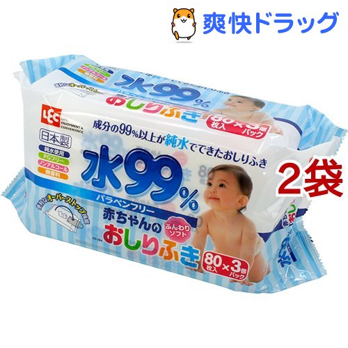 楽天市場 アイプラス 水99 おしりふき E 435 80枚入 3個入 2袋セット 爽快ドラッグ