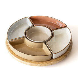 【ポイント5倍!お買い物マラソン最終日】オーバーアンドバック オードブルプレート 5皿 竹製回転台付 ct67565