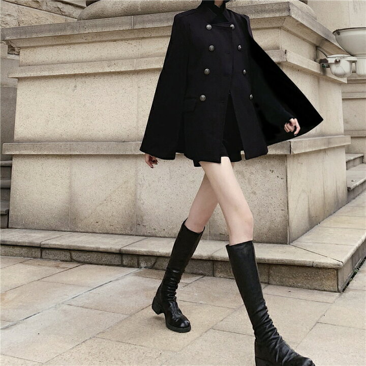 楽天市場 軍服風マント ナポレオンマント ケープ アウター ダブルボタンジャケット レディース秋冬 ゴシック ａライン かっこいい 可愛い 創企画 楽天市場店