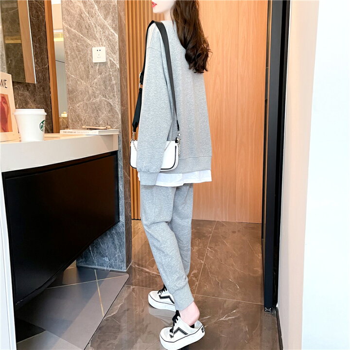 ブラック Lサイズ スウェット 上下 レディース 通販 大きいサイズ セットアップ おしゃれ 大きめ かわいい スポーツジム 部活 ウォ 優先配送