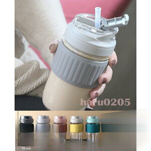 【5と0のつく日限定!1着半額!まとめ買い2枚購入割引クーポン利用で! 】タンブラー ガラスカップ 蓋付き ストロー 直飲み コーヒー コップ 大容量 漏れ防止 車用 通勤 透明 オフィス マグ