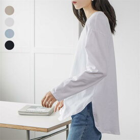 【ポイント5倍!本日限定!】1着半額!まとめ買い2枚購入割引クーポン利用で！ 】tシャツ カットソー ロングtシャツ レディース 大人 カジュアル 綿 無地 ス シンブル 夏 春 秋 カットソー カジュアル 通勤 通学 着心地いい