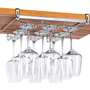 ワイングラス ホルダー ハンガー 穴あけ不要 棚厚さ調節可能 ワインホルダー 吊り下げ ステンレス製 (3列)