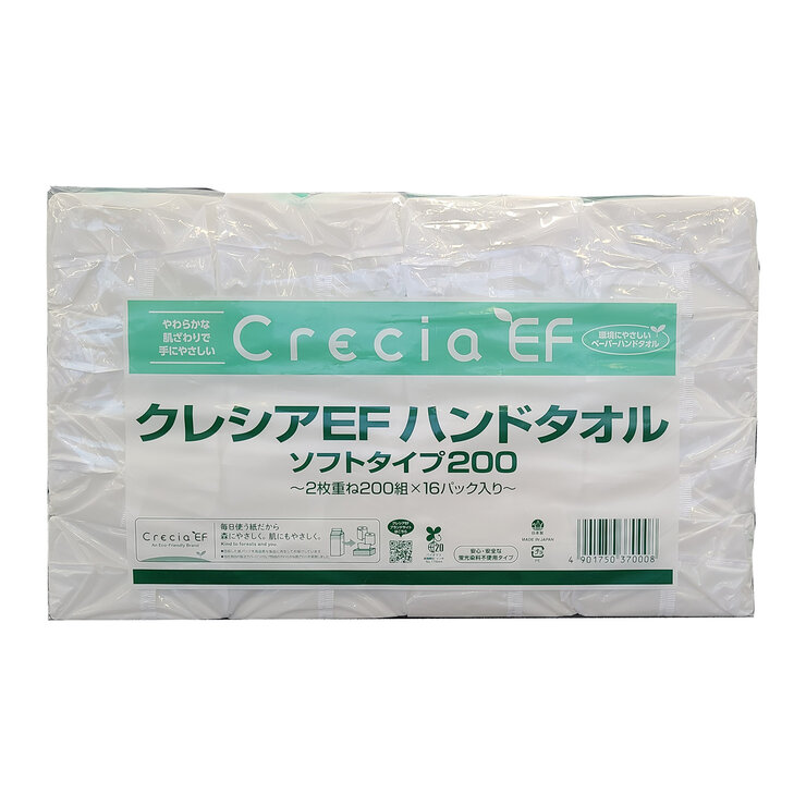 クレシア　ハンドタオルソフト　200枚　Towel　Sheets　x　Crecia　Pack　x　Hand　200　16パック　Soft　16