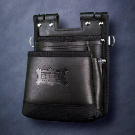 鳶職向仕様ツーウェイタイプヌメ革2段腰袋(ブラック) KBS-201TB ニックス KNICKS KBS201TB