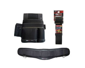 ブラック 2段釘袋+サポーター+ベルト Lサイズ DT-19-BK-SET DBLTACT 腰袋セット