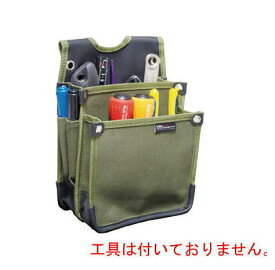 帆布電工袋 2段 カーキ Y型ハーネス対応 DTH-01-KH 電工腰袋 DBLTACT 三共コーポレーション