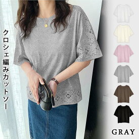 カットソー レディース 秋 冬 秋冬 黒 白 半袖 トップス tシャツ 半袖Tシャツ クロスカット チュニック レース ブラック ホワイト アイボリー グレー ブラウン ピンク ストレッチ オフィス カジュアル