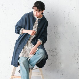 はちみつ堂洗いざらしたリネンな羽織りM/L/LL/3L/4Lサイズ レディース/ライトアウター/ジャケット/ロング/膝丈/長袖/リネン混/麻混