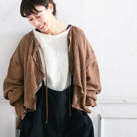 O.W.N 秋はじめの羽織り M/L/LL/3L/4L/5Lサイズ レディース/ボレロ/カーディガン/長袖/キャンディースリーブ/ショート丈/綿/コットン/トップス