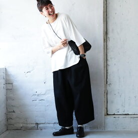 店長がつくった夏もぽわんと9分丈ワイドパンツ M/L/LL/3L/4Lサイズ レディース/クロップドパンツ/コクーンパンツ/テーパードパンツ/麻混/リネン混/ボトムス