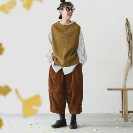 店長がつくった、イチョウ並木のパンツ S/M/L/LL/3L/4L/5Lサイズ レディース/コクーン/半端丈/クロップド/コーデュロイ/綿/コットン/ボトムス