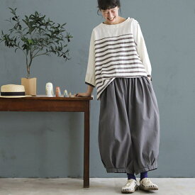 ふくろうと月クールなバルーンパンツ M/L/LL/3L/4L/5Lサイズ レディース/サーカスパンツ/コクーンパンツ/ワイド/クロップド/綿/コットン/ボトムス